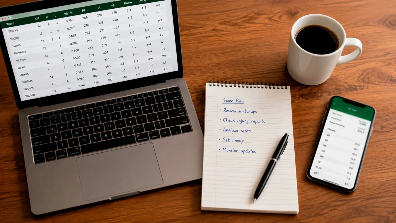 Person reviewing NFL odds on a laptop screen with a notepad beside it